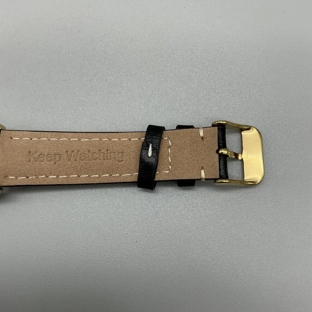 Timex Indiglo Mens Watch 35mm White Dial Gold Tone Leather Date New Battery